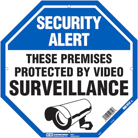 Hy-Ko Security Surveillance Blue Octagon 12X12 Sign 12", 5PK A10800